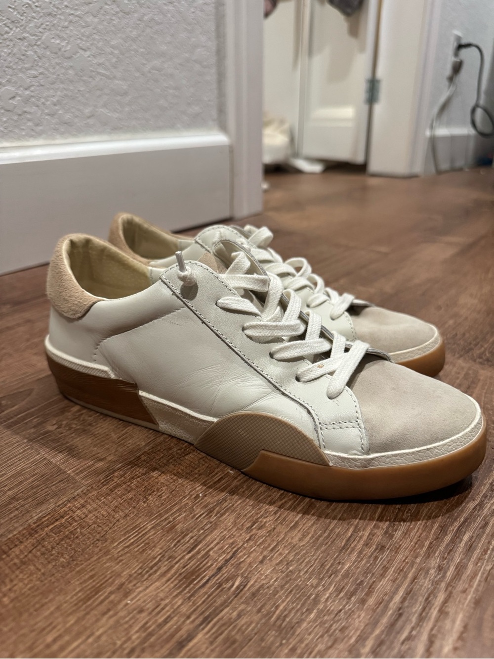 Dolce Vita Leather & Suede Low-Top Sneakers in White and Tan